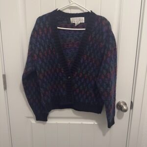 D D Sloane Women's Soft Black Colorful Cardigan Sweater Vintage Size Small
